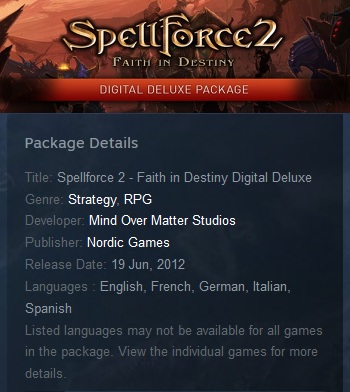 Spellforce 2 - Faith in Destiny Digital Deluxe Steam - Click Image to Close